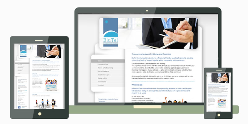 Images of the new BlueTel Communications Website