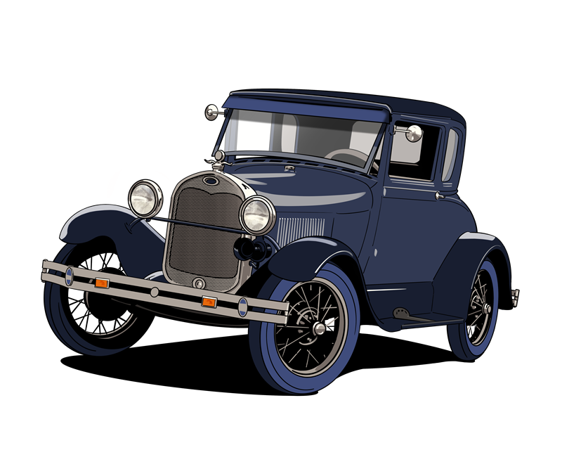 Ford Model A Vintage Car Illustration for Webazoot