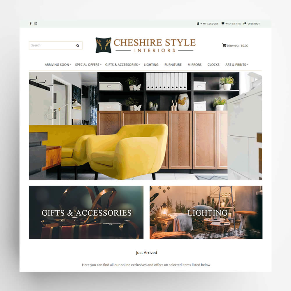 Cheshire Style Interiors e-commerce shop and website design